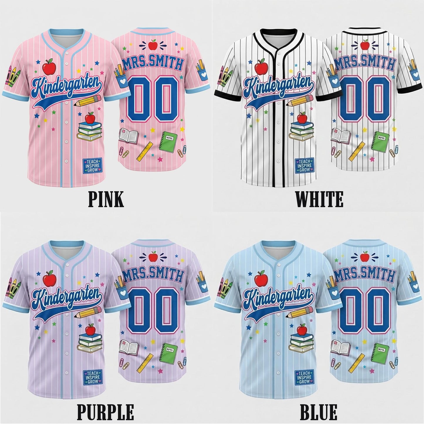 Personalized School Baseball Shirt with Name Elementary Teacher Gift