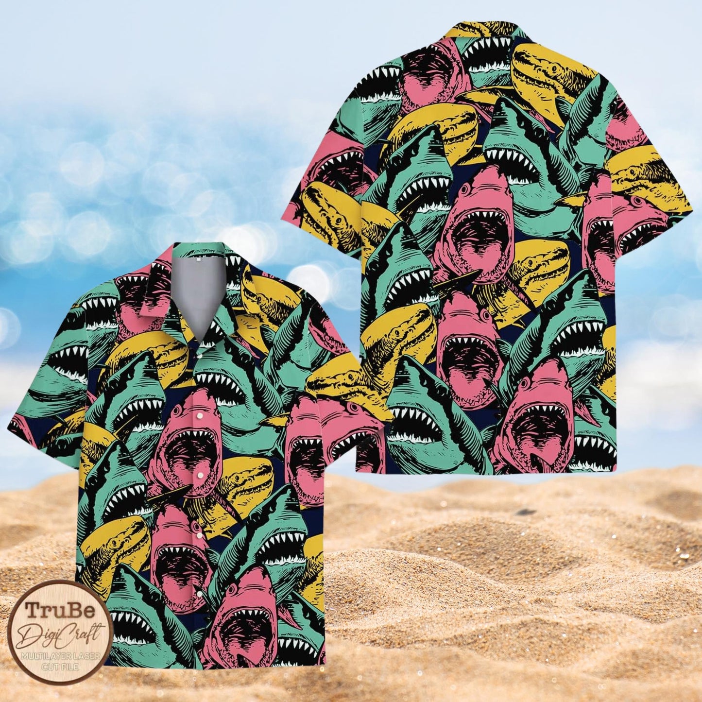 Colorful Shark Hawaiian Shirt