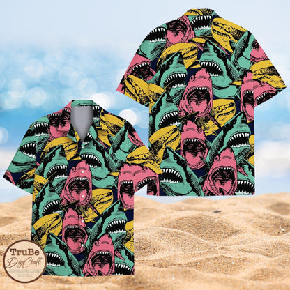 Colorful Shark Hawaiian Shirt