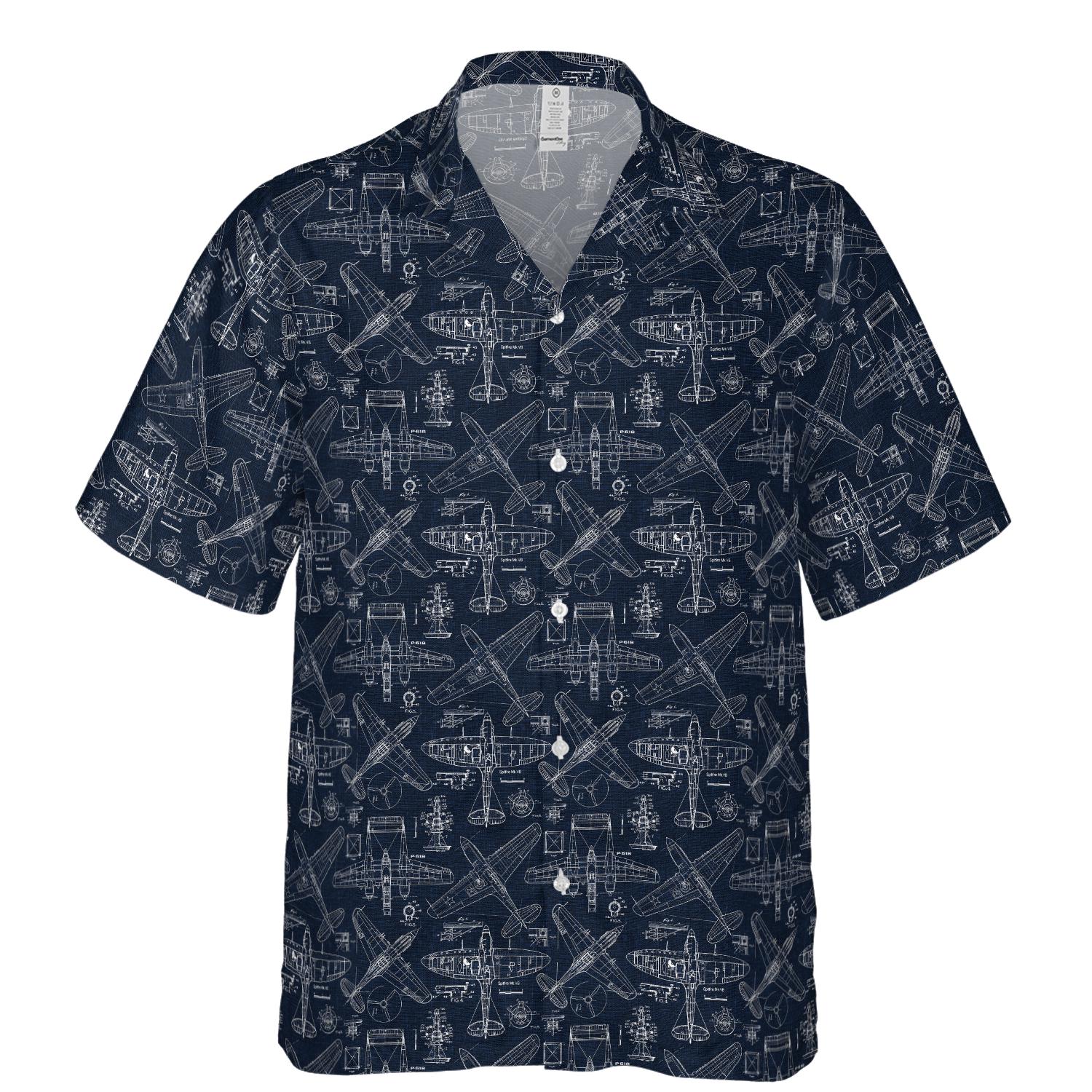 Aviation Pilot Button Up Hawaiian Shirt