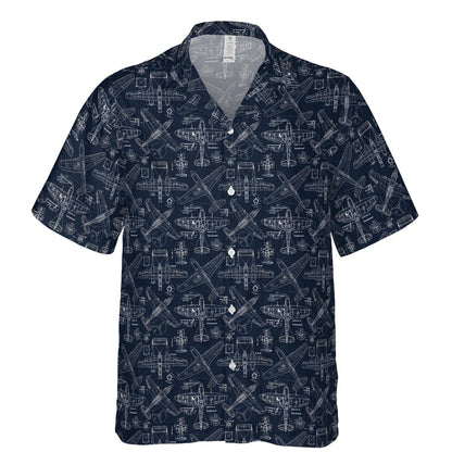 Aviation Pilot Button Up Hawaiian Shirt