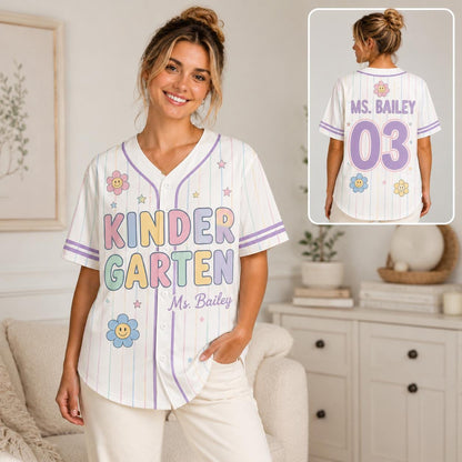 Custom Grade Level First Day of School Teacher Gift Jersey Baseball