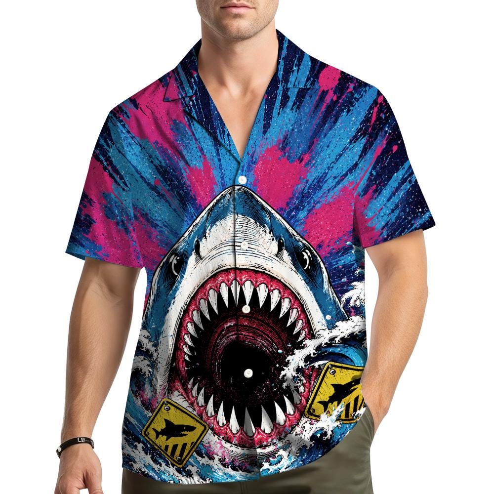 Shark Hawaiian Shirt Tropical Beach Aloha Shirt