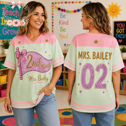 Personalized Grade Teacher Jersey Shirt