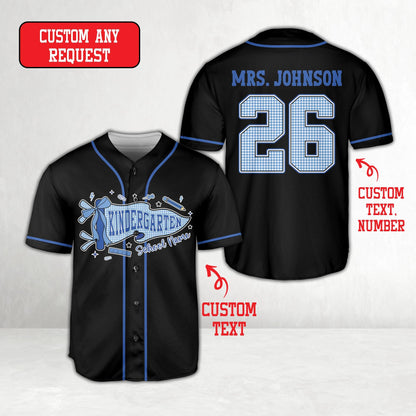 Personalized  School Staff Jersey Kindergarten Pre-K Grade Level Baseball Jersey