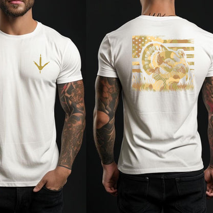 American Flag Turkey Hunting Shirt: Patriotic Hunter Tee