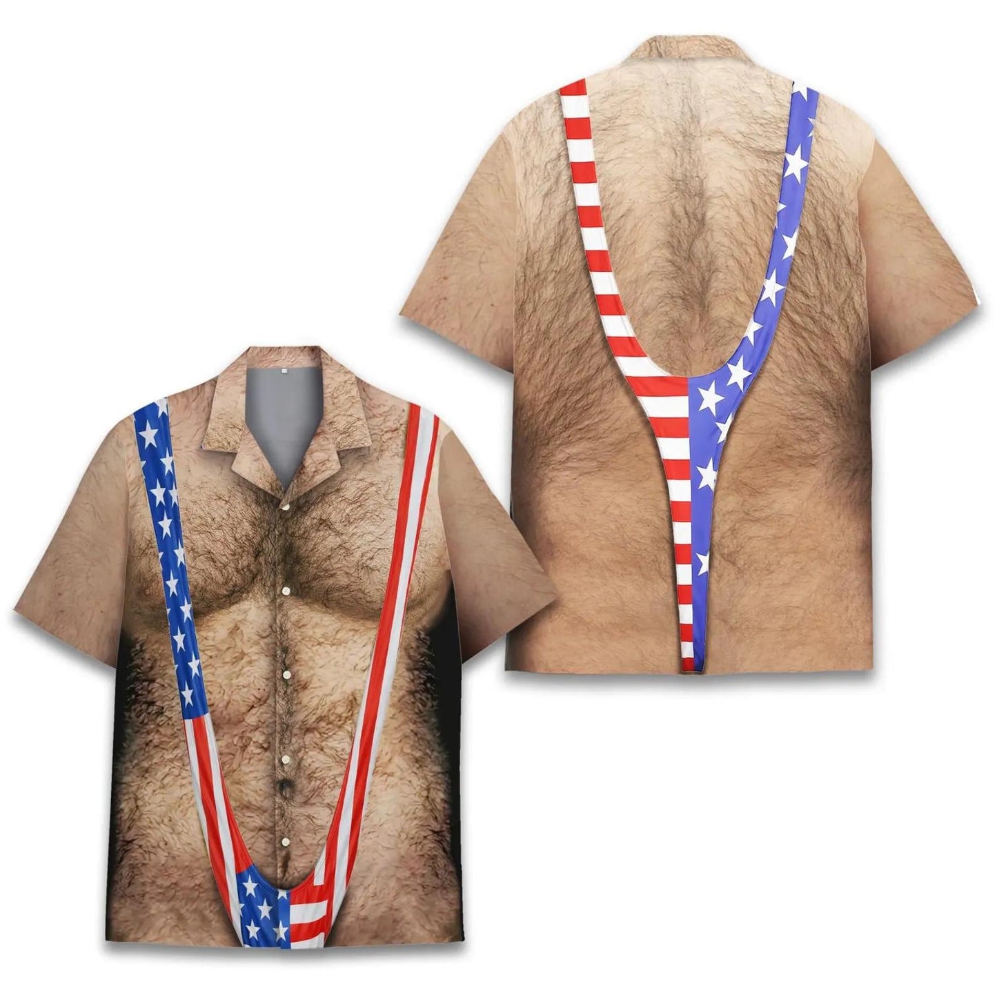 USA Flag Suspender Print Shirt