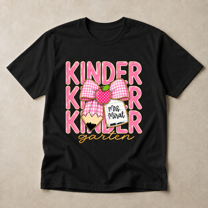 Pink Gingham Pencil Bow, Custom Teacher Team, Back To School, Pre-K To Fourth Grade Team