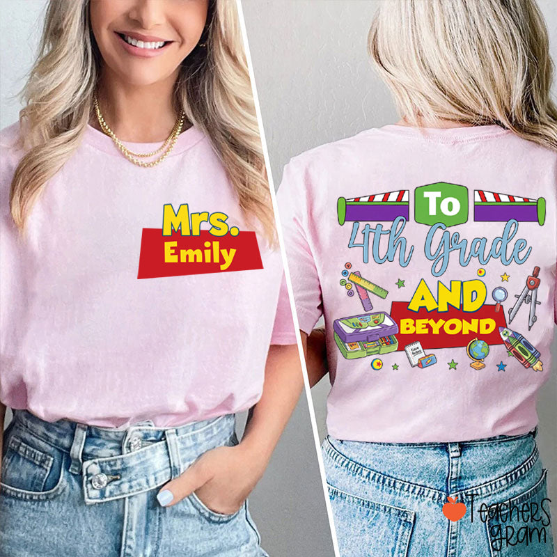 Personalized Name And Grade Teacher Story Beyond Teacher Two-Sided T-Shirt