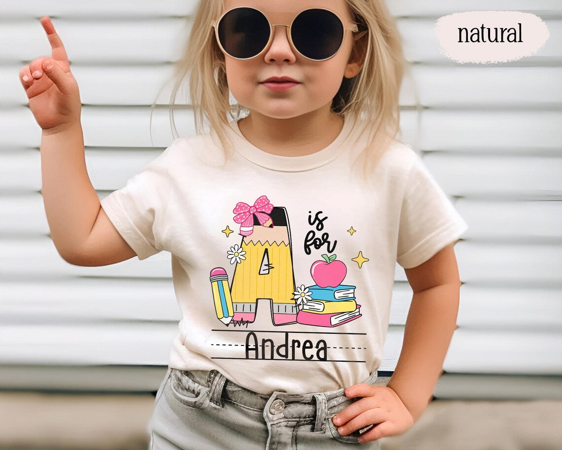 Personalized Preschool Alphabet Shirt, Custom Name Back To School Tee