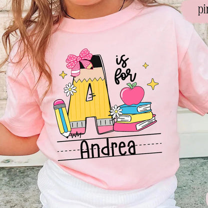 Personalized Preschool Alphabet Shirt, Custom Name Back To School Tee
