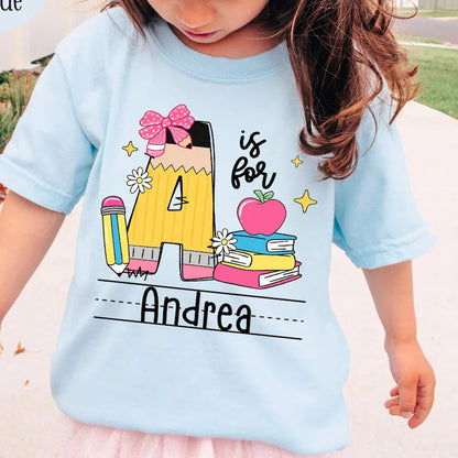 Personalized Preschool Alphabet Shirt, Custom Name Back To School Tee