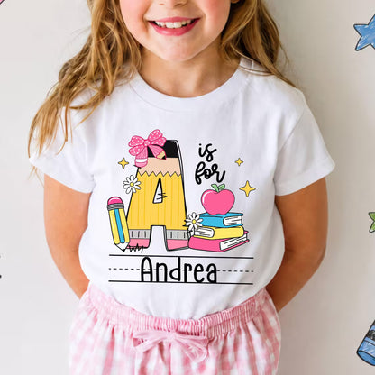 Personalized Preschool Alphabet Shirt, Custom Name Back To School Tee