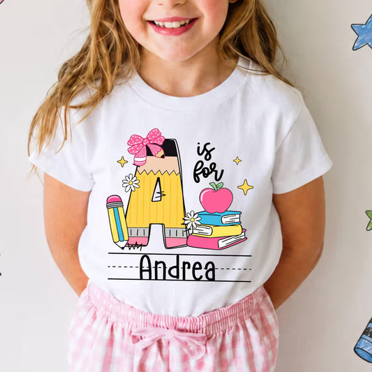 Personalized Preschool Alphabet Shirt, Custom Name Back To School Tee