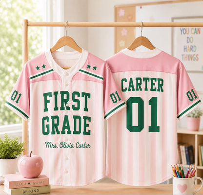 Personalized Third Grade Teacher Baseball Jersey, Custom Teacher Name Shirt, Back to School Teacher Jersey, First Day of School Gift