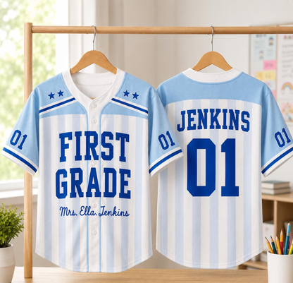 Personalized Third Grade Teacher Baseball Jersey, Custom Teacher Name Shirt, Back to School Teacher Jersey, First Day of School Gift