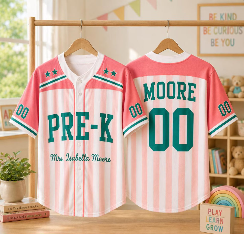 Personalized Third Grade Teacher Baseball Jersey, Custom Teacher Name Shirt, Back to School Teacher Jersey, First Day of School Gift