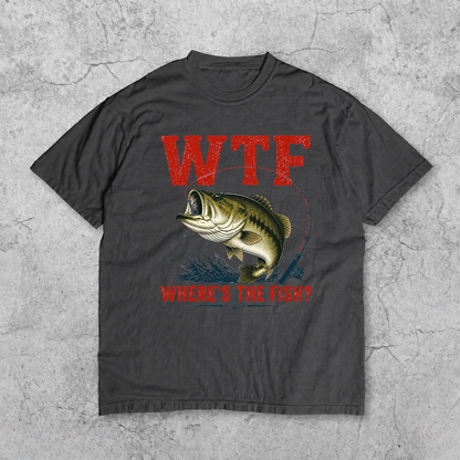WTF Where’s The Fish Shirt, Largemouth Bass Fishing Tee