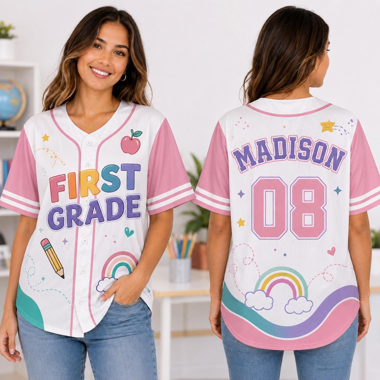 Personalized School Grade Baseball Jersey Gift for Kid