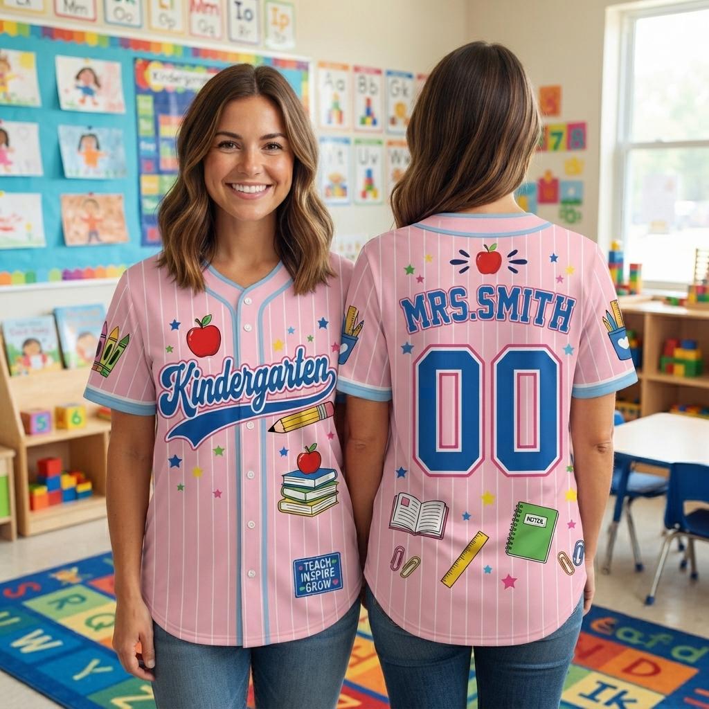 Personalized School Baseball Shirt with Name Elementary Teacher Gift