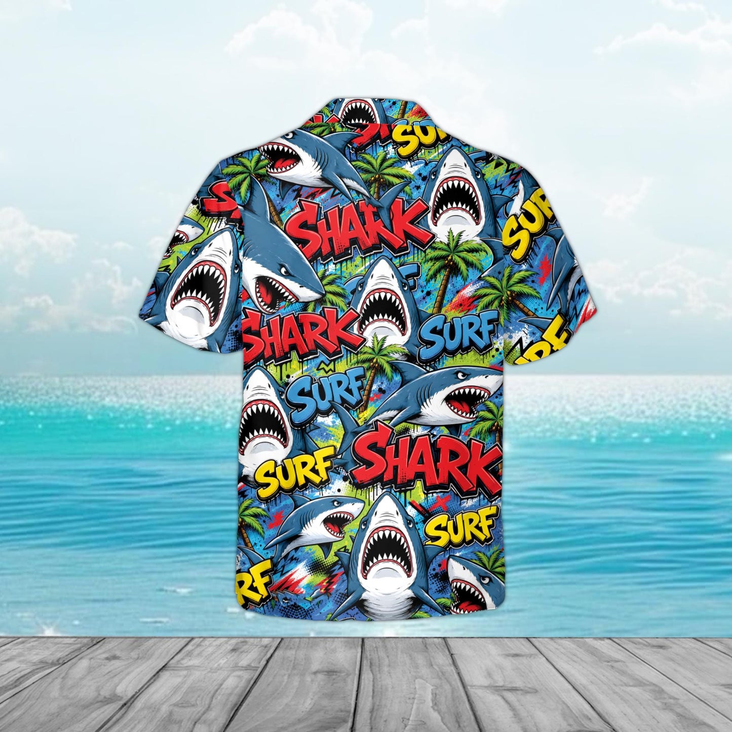 Shark Comic Style Aloha Hawaiian Shirt