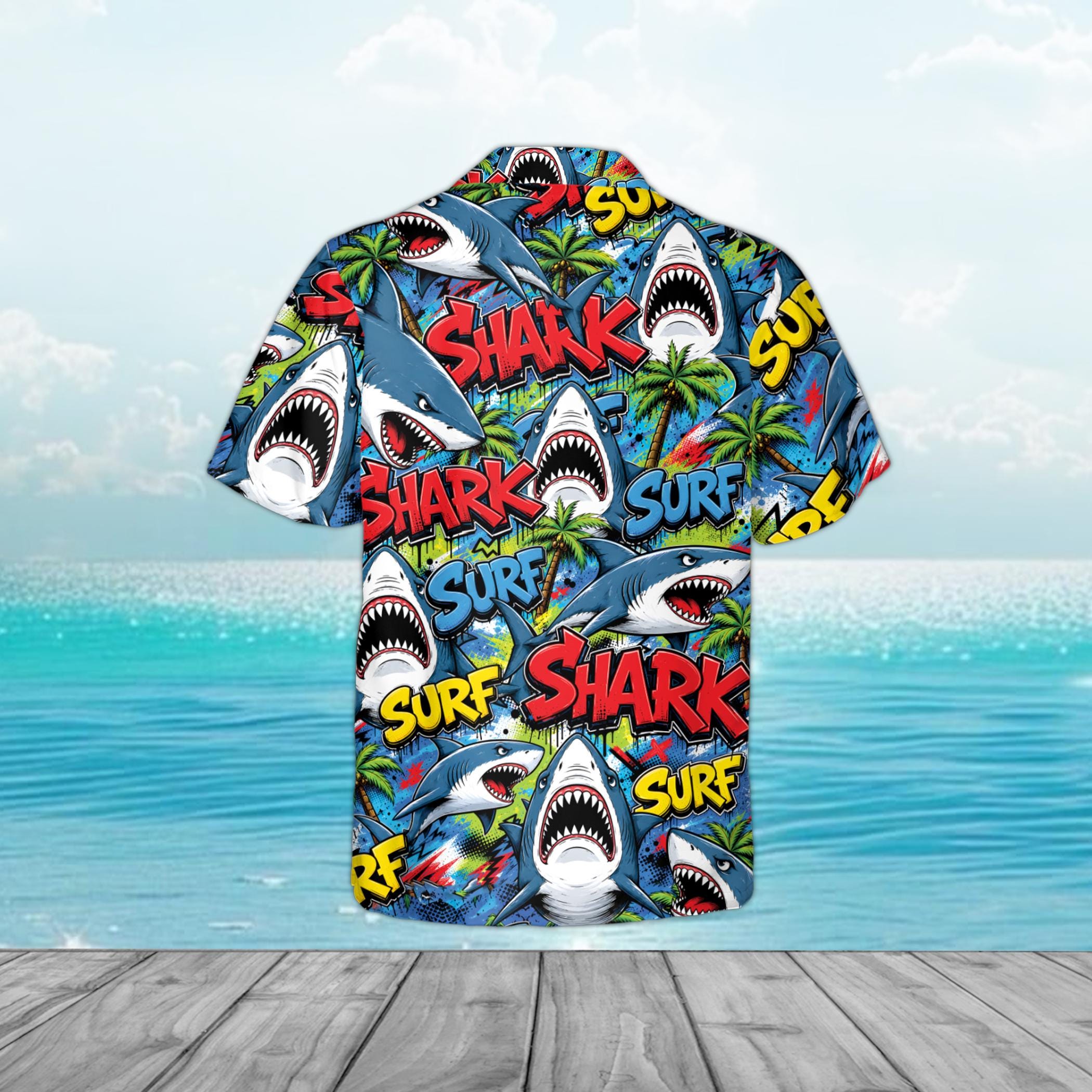 Shark Comic Style Aloha Hawaiian Shirt