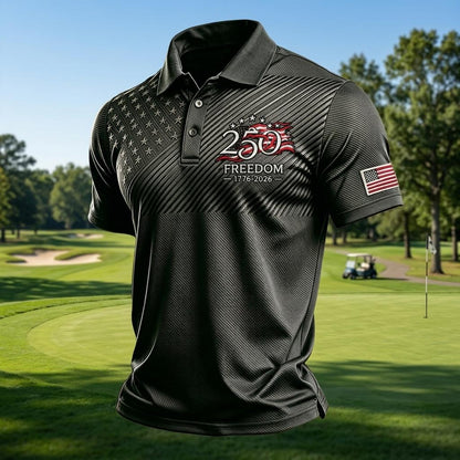 American Flag Golf Polo Shirt