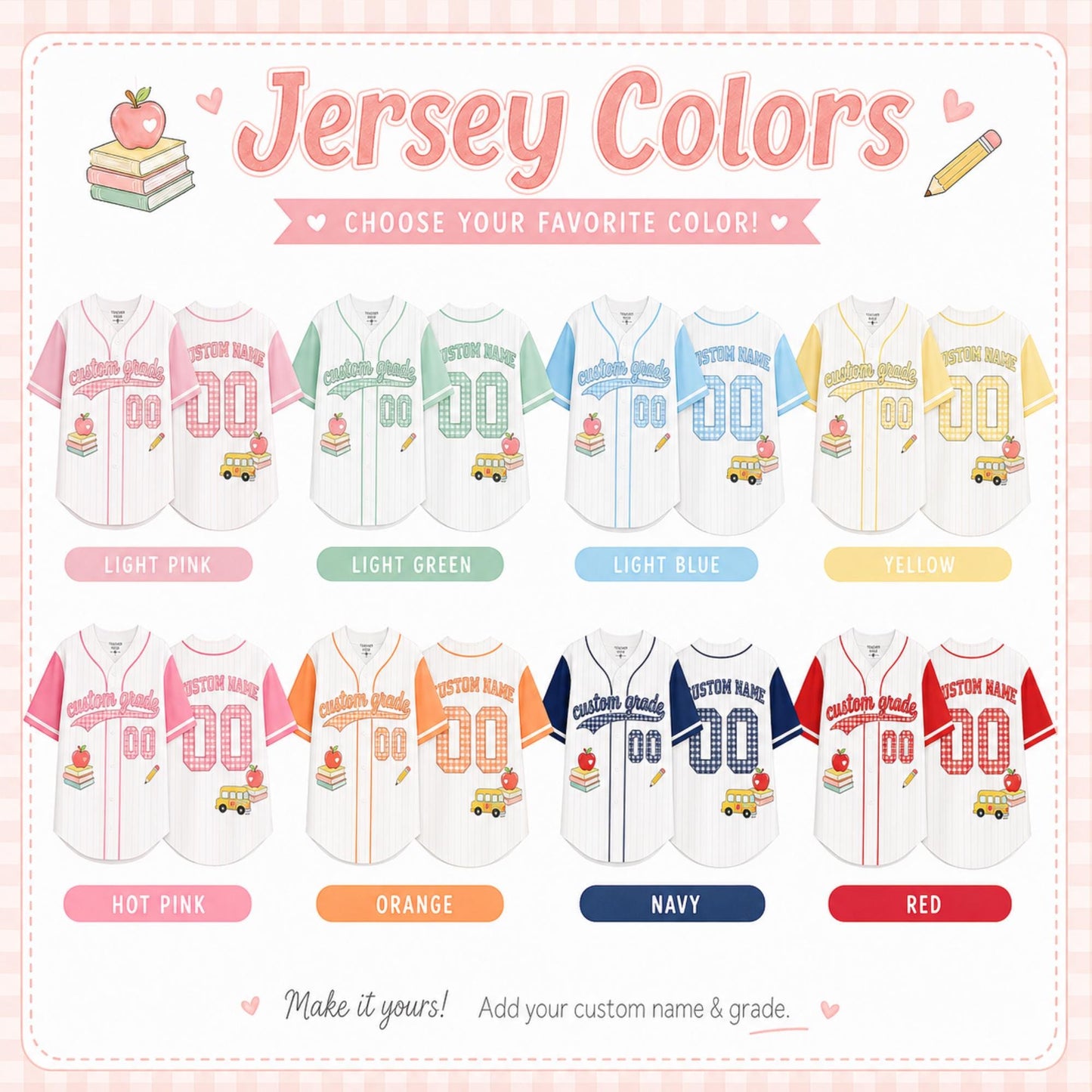 Personalized School Baseball Shirt with Name Back to School Shirt