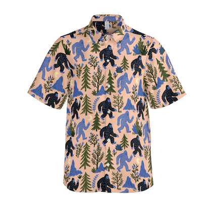 Bigfoot button seamless sasquatch hawaiian shirt