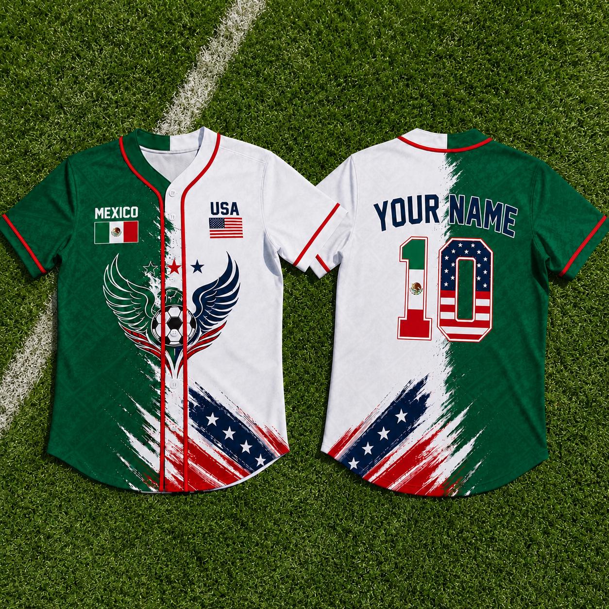 Half USA Half Mexico Baseball Jersey
