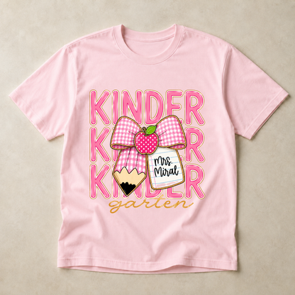 Pink Gingham Pencil Bow, Custom Teacher Team, Back To School, Pre-K To Fourth Grade Team