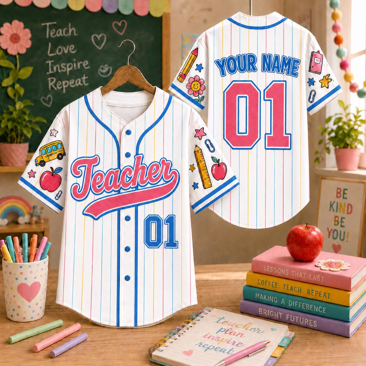 Custom Name Number Teacher  Back To School Shirt