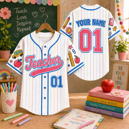 Custom Name Number Teacher  Back To School Shirt