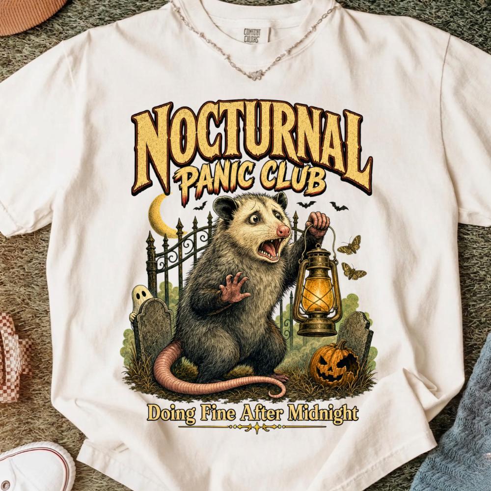 Halloween Opossum Nocturnal Panic Club Shirt