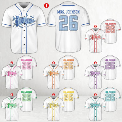 Personalized  School Staff Jersey Kindergarten Pre-K Grade Level Baseball Jersey