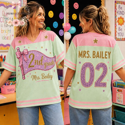 Personalized Grade Teacher Jersey Shirt