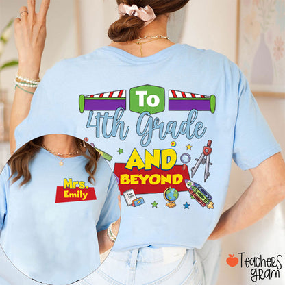 Personalized Name And Grade Teacher Story Beyond Teacher Two-Sided T-Shirt