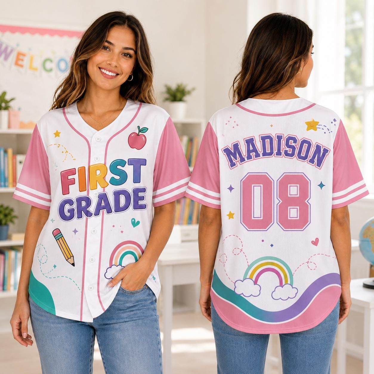Personalized School Grade Baseball Jersey Gift for Kid