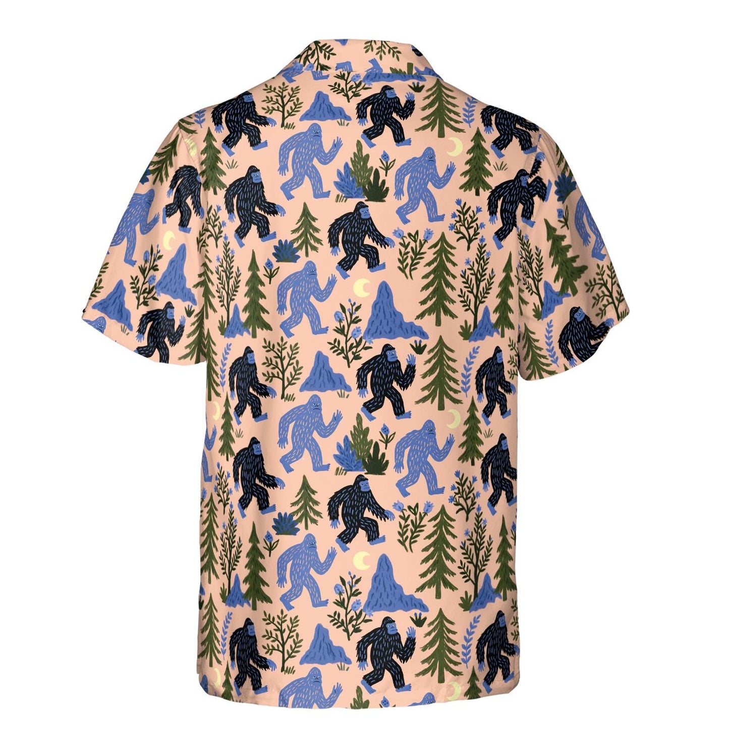 Bigfoot button seamless sasquatch hawaiian shirt