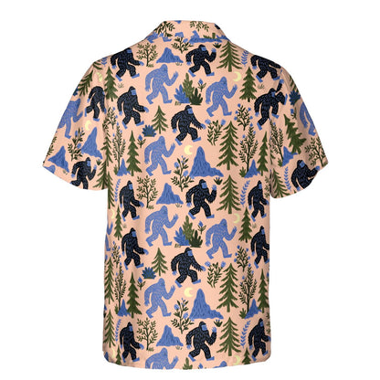 Bigfoot button seamless sasquatch hawaiian shirt