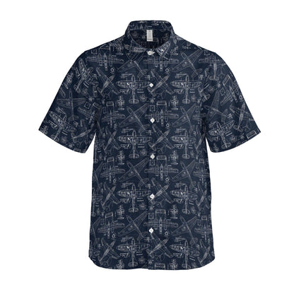 Aviation Pilot Button Up Hawaiian Shirt