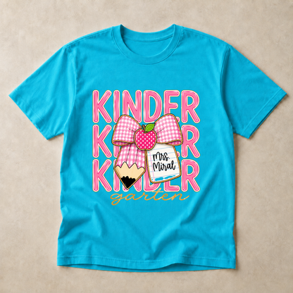 Pink Gingham Pencil Bow, Custom Teacher Team, Back To School, Pre-K To Fourth Grade Team