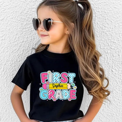 Personalized First Grade Shirt Custom Kids Name Back To School Tee