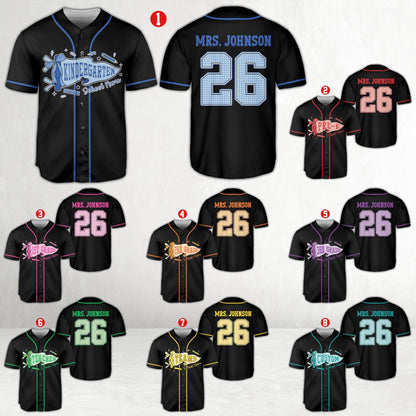 Personalized  School Staff Jersey Kindergarten Pre-K Grade Level Baseball Jersey