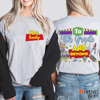 Personalized Name And Grade Teacher Story Beyond Teacher Two-Sided T-Shirt