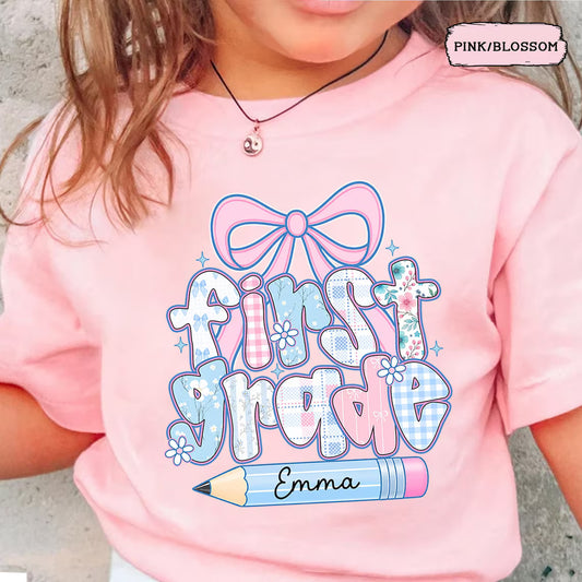 Personalized First Grade Girl Shirt, Custom Name Back To School T Shirt