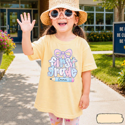 Personalized First Grade Girl Shirt, Custom Name Back To School T Shirt