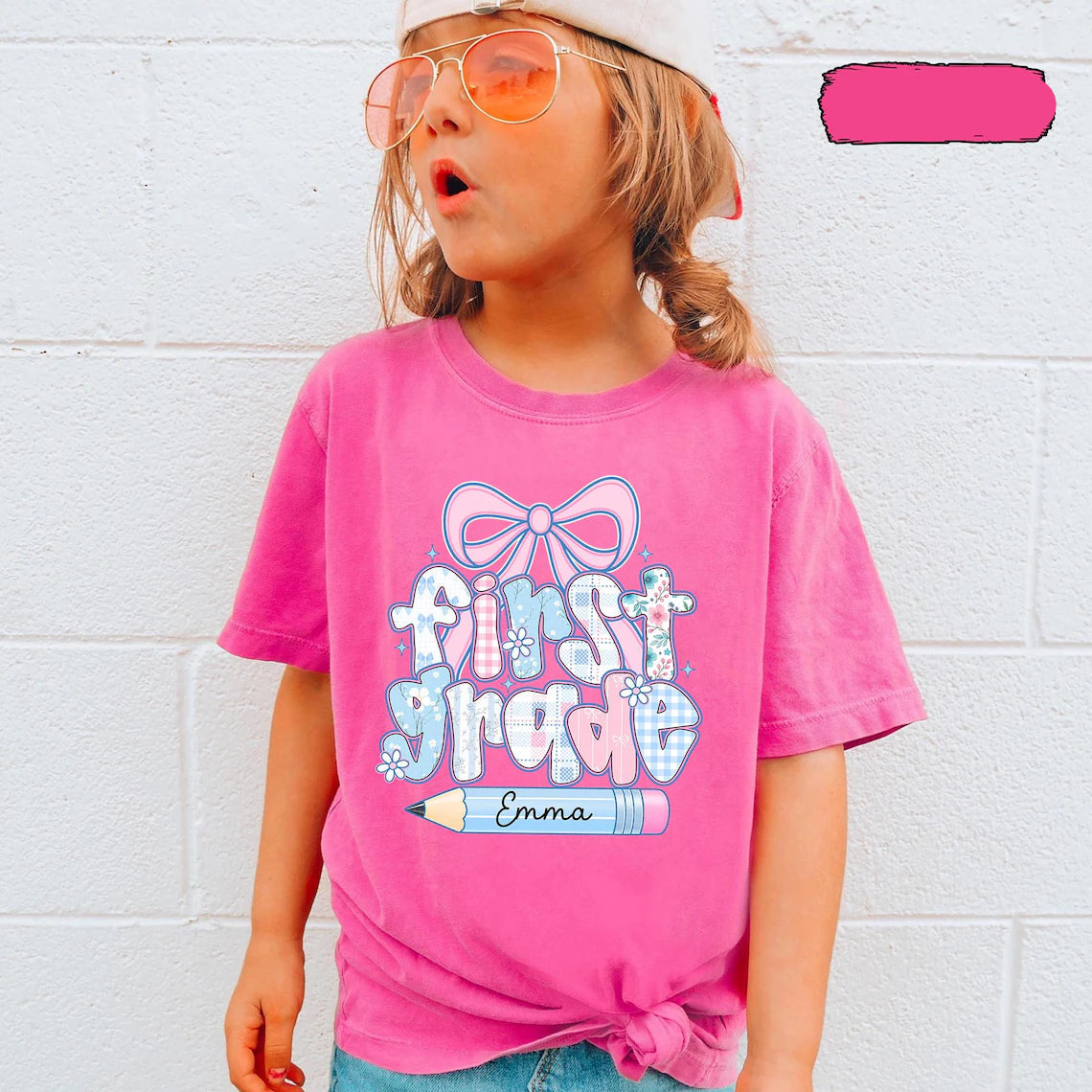 Personalized First Grade Girl Shirt, Custom Name Back To School T Shirt