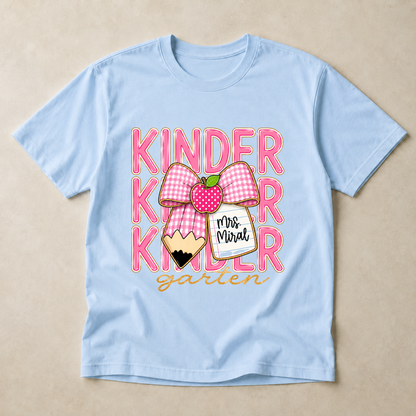 Pink Gingham Pencil Bow, Custom Teacher Team, Back To School, Pre-K To Fourth Grade Team