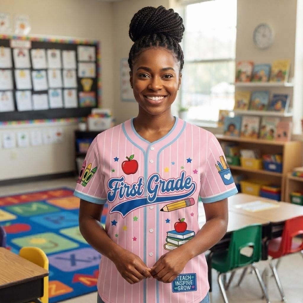 Personalized School Baseball Shirt with Name Elementary Teacher Gift